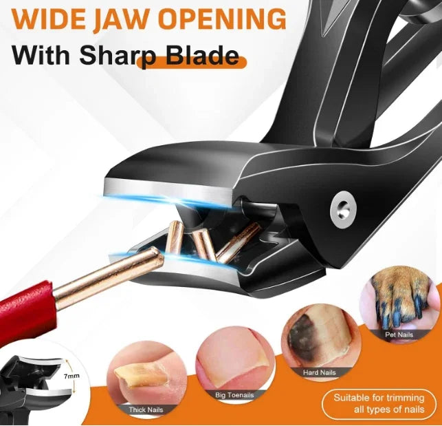 Wide Jaw Opening Toenail Heavy Duty Clipper with Catcher Long Handle