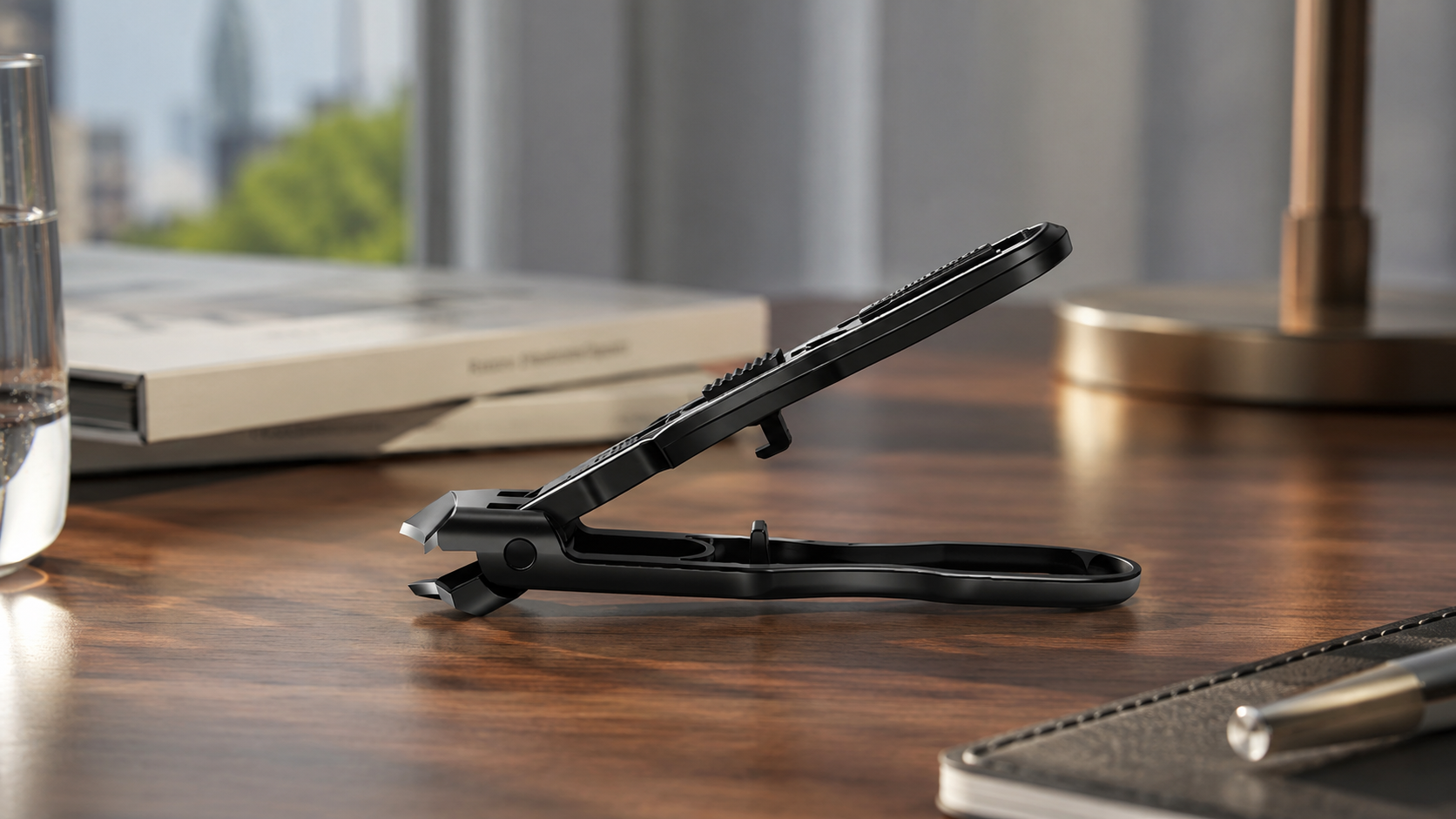 Advanced angled head nail clippers with curved blade following natural nail contour for perfect trimming