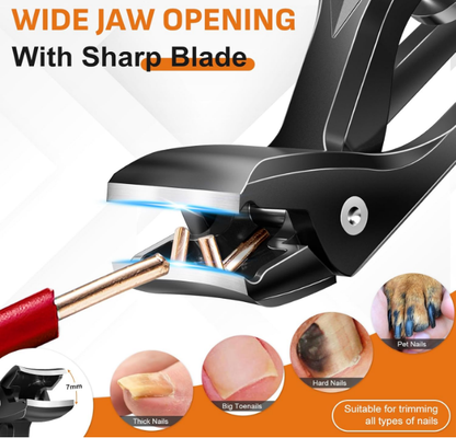 Wide Jaw Opening Toenail Heavy Duty Clipper with Catcher Long Handle
