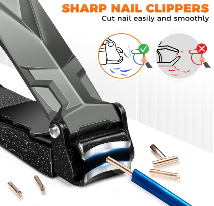 Ultra Sharp Anti Splash Toe Nail Clippers with Ergonomic Long Handle | DRMODE