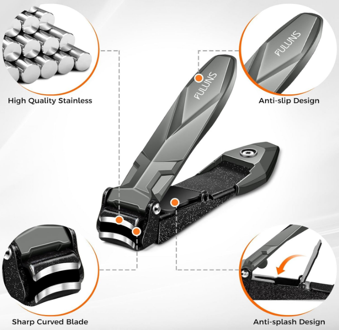 Ultra Sharp Anti Splash Toe Nail Clippers with Ergonomic Long Handle | DRMODE